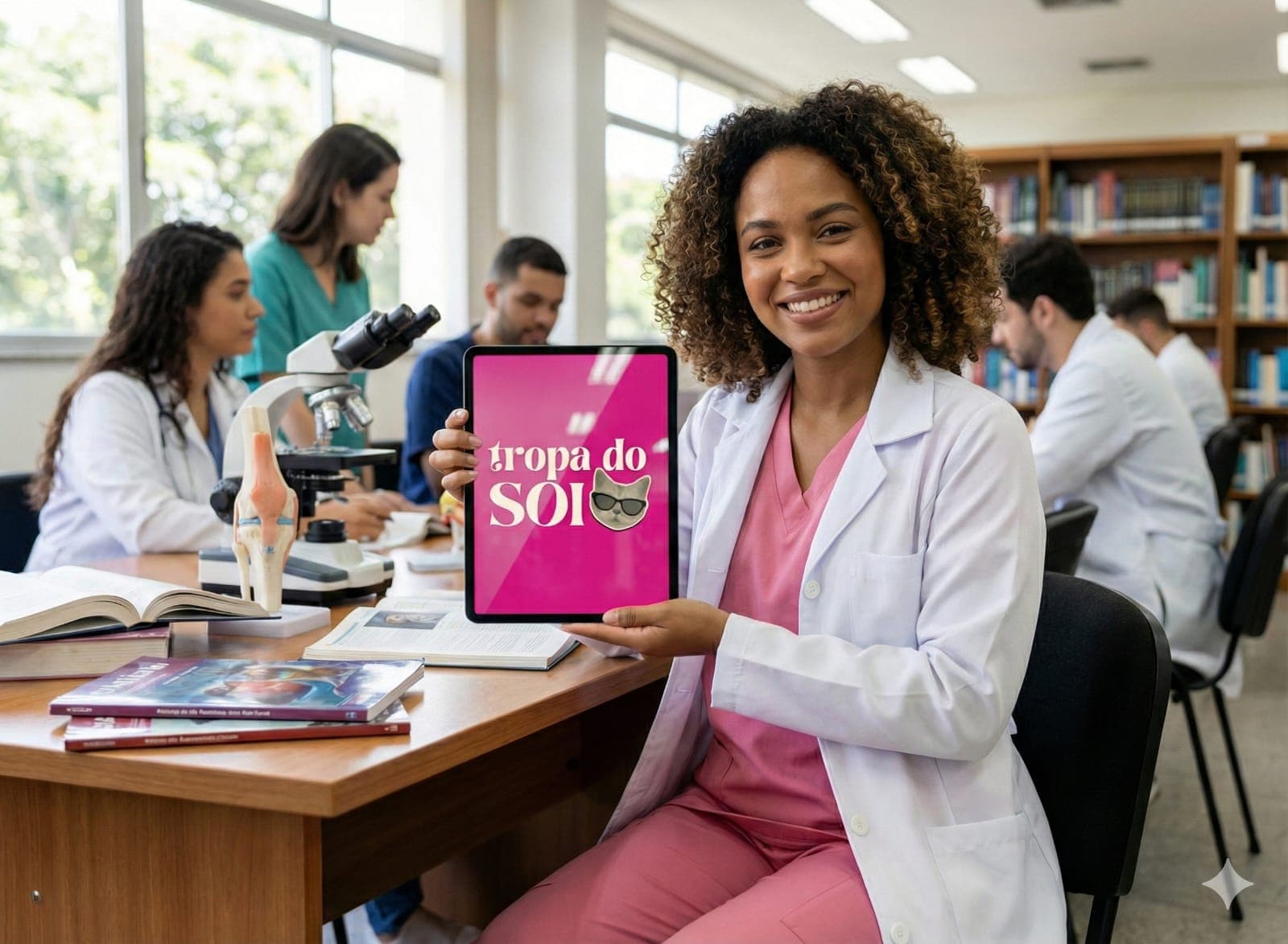 Estudante de medicina usando a plataforma Tropa do SOI